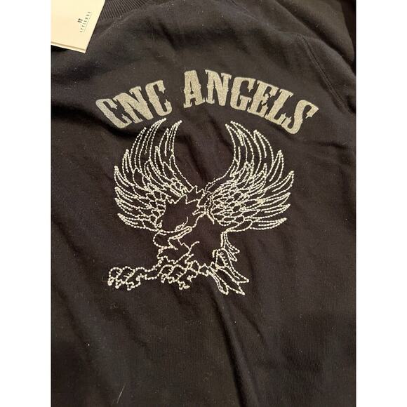 VTG CNC Angels LS Size 2XL Black White Embroidered Eagle & Patches 100% Cotton - Picture 3 of 10